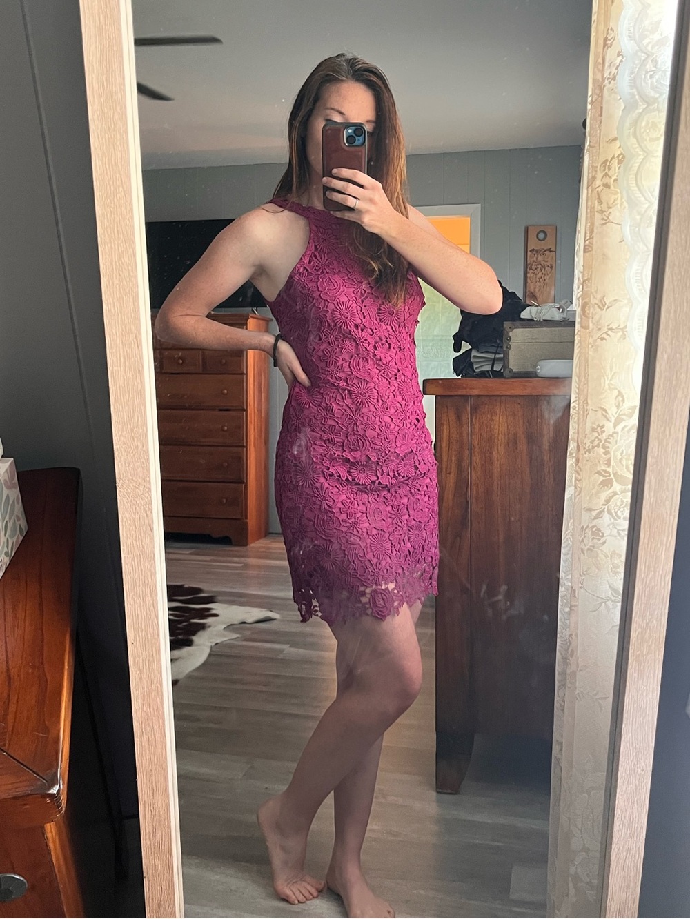 Lulu's Fuchsia Lace Sleeveless Mini Dress